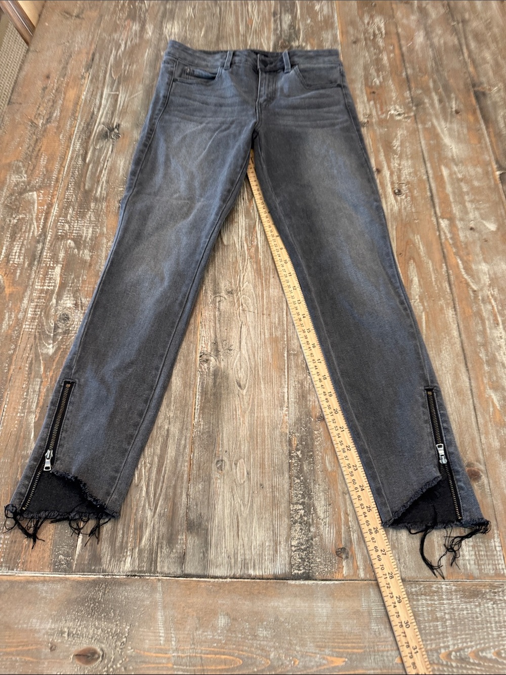 Level 99 Charcoal Black Skinny Jeans with Ankle Zippers